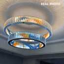 GobekUsa Circle Steel LED Pendant Chandelier, Modern Dimmable Lighting for Living Room Home Decor