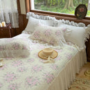 GobekUsa Lace Ruffles Bed Skirt Set with Pillowcases for 1.2-2M Beds