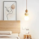 Cream Stone Pendant Light With Wood Accent