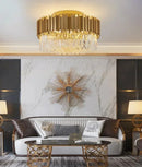 GobekUsa Golden Crystal Ceiling Light for Modern Living Room and Dining Room