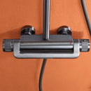 GobekUsa Gray Thermostatic Shower Faucet Set: Brass Rainfall Waterfall Bath and Shower