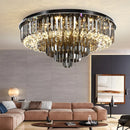 GobekUsa Crystal LED Chandelier: Modern Smoky Gray Clear Cristal Lighting for Big Living Room