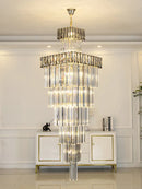 GobekUsa Crystal Chandelier: Luxury Spiral Staircase Pendant Light for Duplex Hollow Loft
