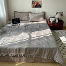 GobekUsa Korean Princess Lace Ruffles Summer Quilt Bedspread - 3Pc Bedding Set