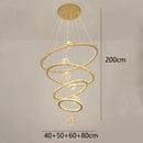 GobekUsa Crystal Chandelier Stair Pendant Lamp Living Room Interior Lighting