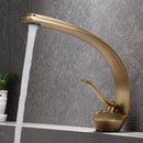 GobekUsa Bronze Waterfall Bathroom Faucet: Brass Basin Mixer Tap for Hot & Cold Water