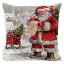 GobekUsa Christmas Snowman & Santa Claus Linen Pillow Cover for Festive Living Room Decor