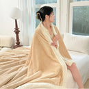 GobekUsa Double-Layer Coral Fleece Jacquard Blanket: Warm & Multi-Functional for Home & Travel