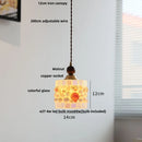 GobekUsa Amber Glass LED Pendant Light - Modern Nordic Design with Iron Base