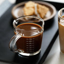 GobekUsa Espresso Glass Cup with Wooden Handle & Measuring Cup Milk Latte Jug