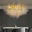 GobekUsa Gold Crystal Chandelier LED Round Light Island Branch Chandelier