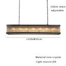 GobekUsa Crystal Rectangle Chandelier: Classic Retro Nordic Ceiling Hanglamp for Dining Room.