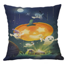 GobekUsa Halloween Pumpkin Ghost Bat Linen Pillow Cover for Sofa Decor