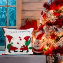 GobekUsa Christmas Patchwork Embroidered Snowflake Pillow Covers 45x45 Red White Home Decor
