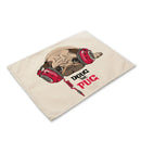 GobekUsa Cute Dog Linen Dining Mats Coasters 42*32cm Home Decor