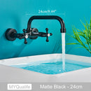GobekUsa Antique Brass Dual Handle Wall Mount Kitchen Faucet