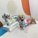 GobekUsa Dachshund Dog Resin Graffiti Art Figurine for Home Interior Collection