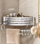 GobekUsa Corner Shelf with Towel Bar Hook, Aluminum Organizer for Bathroom and Kitchen