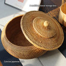 GobekUsa Handwoven Rattan Storage Box With Lid - Kitchen Food Container & Home Organizer