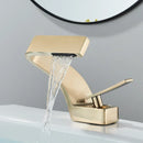 GobekUsa Black Waterfall Bathroom Basin Faucet Cold Hot Mixer Deck-mounted Simple Design