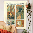 GobekUsa Cat Art Tapestry Wall Hanging Tarot Psychedelic Hippie Home Decor