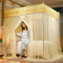 GobekUsa Lace Pleated Queen Bed Net Canopy with Stainless Steel Bracket