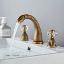 GobekUsa Gold Crystal Handle Basin Faucet, 3 Hole Widespread Bathroom Sink Tap