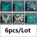 GobekUsa Green Leaves Flower Pillowcase Set | Modern Winter Short Plush 45x45cm Cozy Covers