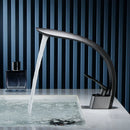 GobekUsa Grey/Black Wash Basin Faucet Single Handle Mixer Tap Hot Cold Waterfall Brushed Gold