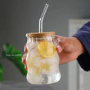 GobekUsa Glass Cup Set with Lid and Straw, Transparent Drinkware for Tea, Juice, Beer or Milk