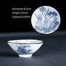 GobekUsa Blue & White Ceramic Kung Fu Tea Cup, Japanese Style Porcelain Sake Espresso Mug