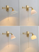GobekUsa Brass Swing Arm Wall Sconce Creamic Wall Lights