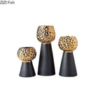 GobekUsa Gold Hammer Pattern Ceramic Vase: Creative Plant Pot for Table Decoration and Floral Arrangement