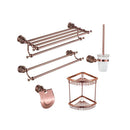 GobekUsa Brass & Jade Rose Gold Bathroom Set: Paper Holder, Towel Bar, Soap Basket