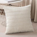 GobekUsa Corduroy Striped Throw Pillow Covers | Soft White Decorative Square Cushion Case
