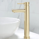 GobekUsa Brushed Gold Basin Faucet: Solid Brass Bathroom Mixer Tap for Hot & Cold Water