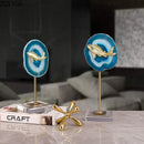 GobekUsa Blue Agate Golden Fish Statue on Crystal Base - Modern Room Decor