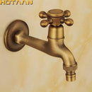 GobekUsa Antique Brass Wall Mount Bibcock Faucet for Garden and Bathroom