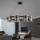GobekUsa Elegant Smoky Glass Chandelier Ceiling Lighting for Dining Living Bedroom