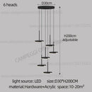 GobekUsa Golden Black LED Long Chandelier for Home, Restaurant, and Cafe