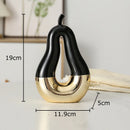 GobekUsa Gold Apple Pear Statue Ceramic Ornaments Desk Decoration Modern Crafts Sculpture