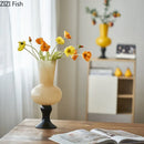GobekUsa Goblet Glass Vase for Desk Decoration with Artificial Flowers
