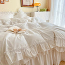 GobekUsa Korean Princess Style Double Ruffle Bedding Set for Queen King Bed