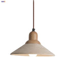 GobekUsa LED Wood Canopy Pendant Lights Yellow Travertine Stone Hanging Lamp