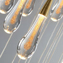 GobekUsa Crystal Tear Drop Chandelier for Staircase, LED Pendant Light in Gold - Indoor Decor