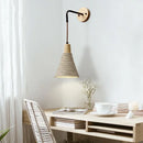 GobekUsa LED Cement Wall Light with Pull Chain & Wood Socket - Nordic Modern Sconce