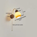 GobekUsa LED Wall Sconce Pull Chain Switch Modern Stair Lights Glass Wood