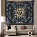 GobekUsa Blue Rose Moon Floral Tapestry Wall Hanging Botanical Tarot Mat