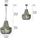 GobekUsa Blue Wood Beads Ceiling Chandelier Pendant Lamps
