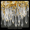 GobekUsa Golden Crystal Chandelier - Modern Luxury Long Light for Kitchen, Dining, Living, Bedroom